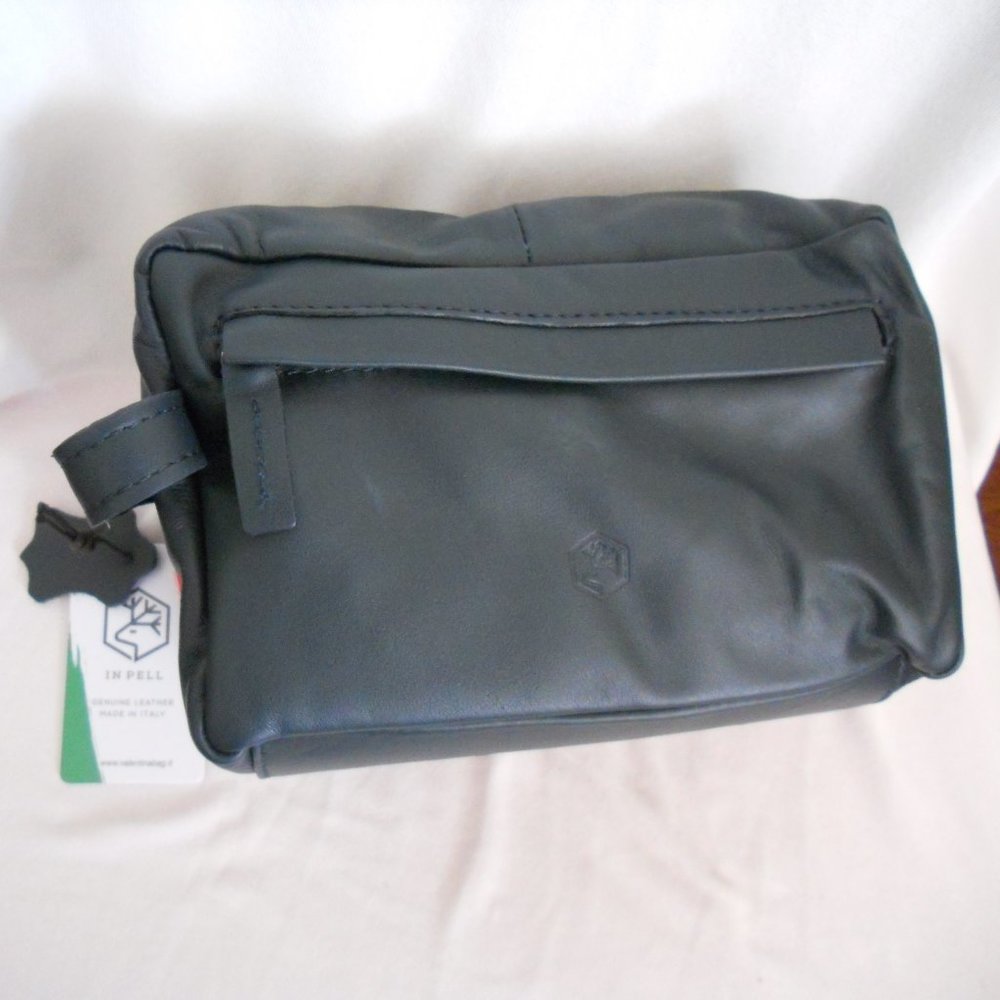 Leather Dopp Bag Italy Navy 8x5" #2243 Valentina NWT
